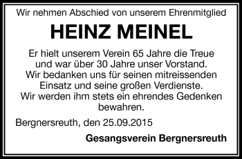 Traueranzeige von Heinz Meinel von Frankenpost