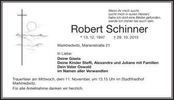 Traueranzeige von Robert Schinner von Frankenpost