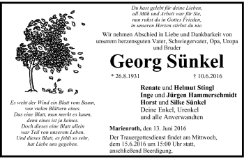 Traueranzeige von Georg Sünkel von Neue Presse Coburg