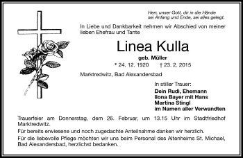 Traueranzeige von Linea Kulla von Frankenpost