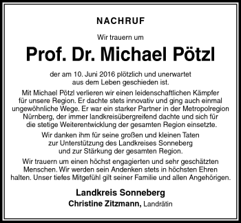 Traueranzeige von Michael Pötzl von Südthüringer Presse