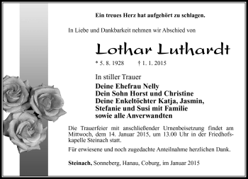 Traueranzeige von Lothar Luthardt von Südthüringer Presse