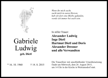 Traueranzeige von Gabriele Ludwig von Neue Presse Coburg