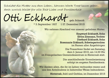 Traueranzeige von Otti Eckardt von Südthüringer Presse
