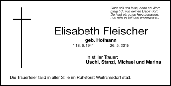 Traueranzeige von Elisabeth Fleischer von Neue Presse Coburg