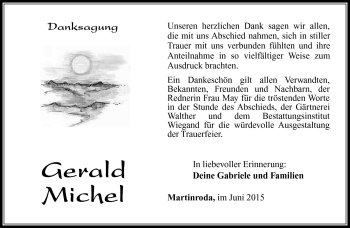 Traueranzeige von Gerald Michel von Südthüringer Presse