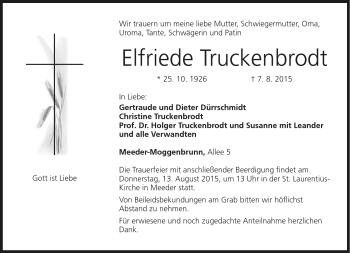 Traueranzeige von Elfriede Truckenbrodt von Neue Presse Coburg