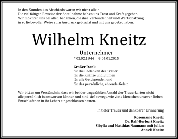 Traueranzeige von Wilhelm Kneitz von Frankenpost