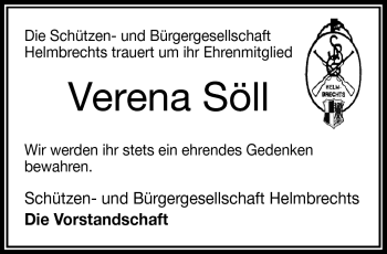 Traueranzeige von Verena Söll von Frankenpost