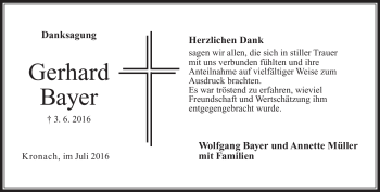 Traueranzeige von Gerhard Bayer von Neue Presse Coburg