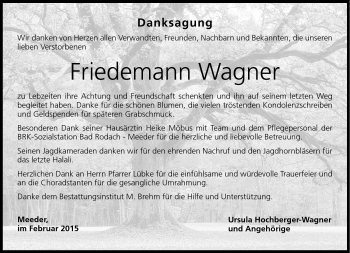 Traueranzeige von Friedemann Wagner von Neue Presse Coburg