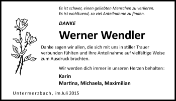 Traueranzeige von Werner Wendler von Neue Presse Coburg