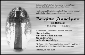 Traueranzeige von Brigitte Anschütz von Südthüringer Presse