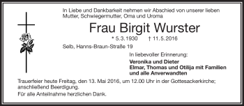Traueranzeige von Birgit Barthel von Frankenpost