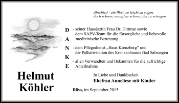 Traueranzeige von Horst Köhler von Südthüringer Presse