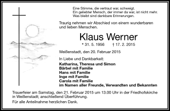 Traueranzeige von Klaus Werner von Frankenpost
