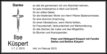 Traueranzeige von Ilse Küspert von Frankenpost