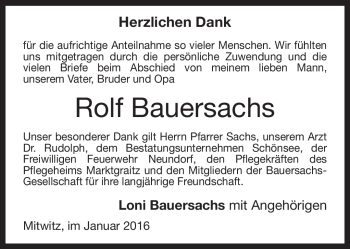 Traueranzeige von Rolf Bauersachs von Neue Presse Coburg