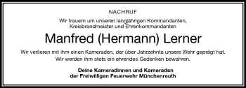 Traueranzeige von Manfred Lerner von Frankenpost