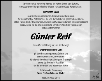 Traueranzeige von Günter Reif von Südthüringer Presse