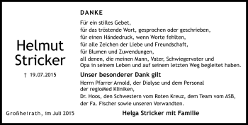 Traueranzeige von Helmut Stricker von Neue Presse Coburg