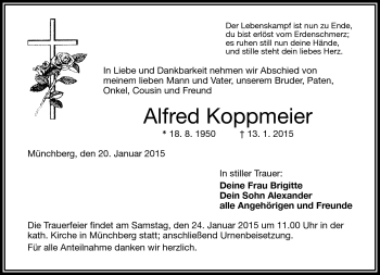 Traueranzeige von Alfred Koppmeier von Frankenpost