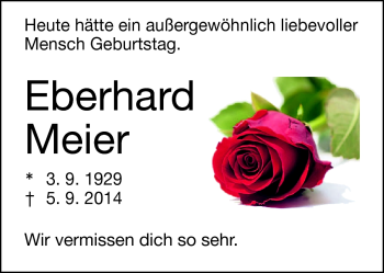 Traueranzeige von Eberhard Meier von Frankenpost
