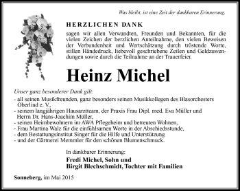 Traueranzeige von Heinz Michel von Südthüringer Presse