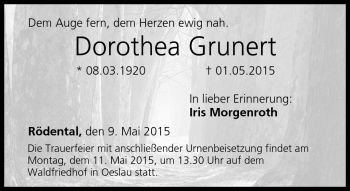 Traueranzeige von Dorothea Grunert von Neue Presse Coburg