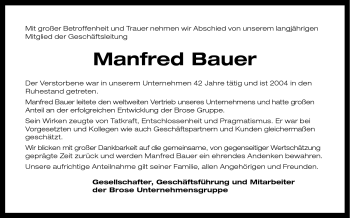Traueranzeige von Manfred Bauer von Neue Presse Coburg