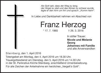Traueranzeige von Franz Herzog von Neue Presse Coburg