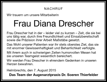 Traueranzeige von Diana Drescher von Frankenpost