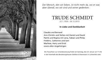 Traueranzeige von Trude Schmidt von Neue Presse Coburg