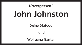Traueranzeige von John Johnston von Südthüringer Presse