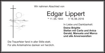 Traueranzeige von Edgar Lipper von Frankenpost