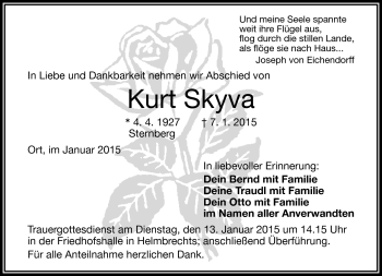 Traueranzeige von Kurt Skyva von Frankenpost