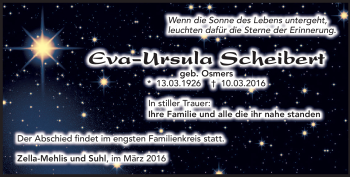 Traueranzeige von Eva-Ursula Scheibert von Südthüringer Presse