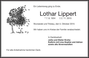 Traueranzeige von Lothar Lippert von Frankenpost