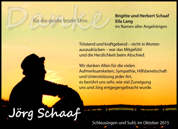 Traueranzeige von Jörg Schaaf von Südthüringer Presse