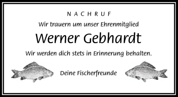 Traueranzeige von Werner Gebhardt von Frankenpost