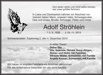 Traueranzeige von Adolf Ströhlein von Frankenpost
