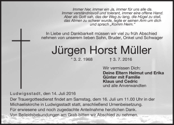 Traueranzeige von Jürgen Müller von Neue Presse Coburg