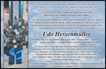 Traueranzeige von Udo Hessemüller von Südthüringer Presse