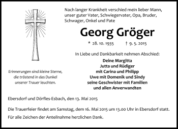 Traueranzeige von Georg Gröger von Neue Presse Coburg