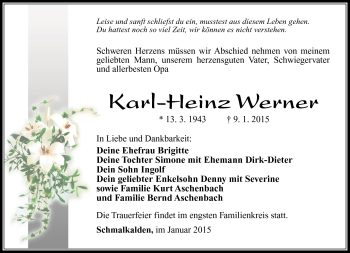 Traueranzeige von Karl-Heinz Werner von Südthüringer Presse