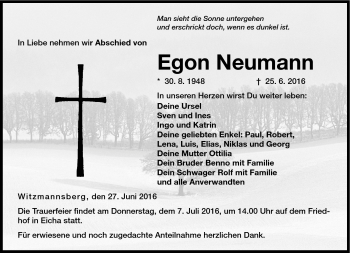 Traueranzeige von Egon Neumann von Neue Presse Coburg