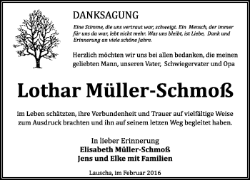 Traueranzeige von Lothar Müller-Schmoß von Südthüringer Presse
