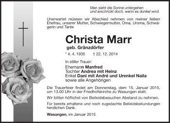Traueranzeige von Christa Marr von 23086