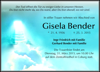 Traueranzeige von Gisela Bender von Neue Presse Coburg