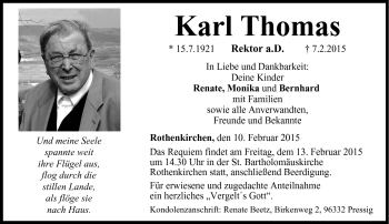 Traueranzeige von Karl Thomas von Neue Presse Coburg